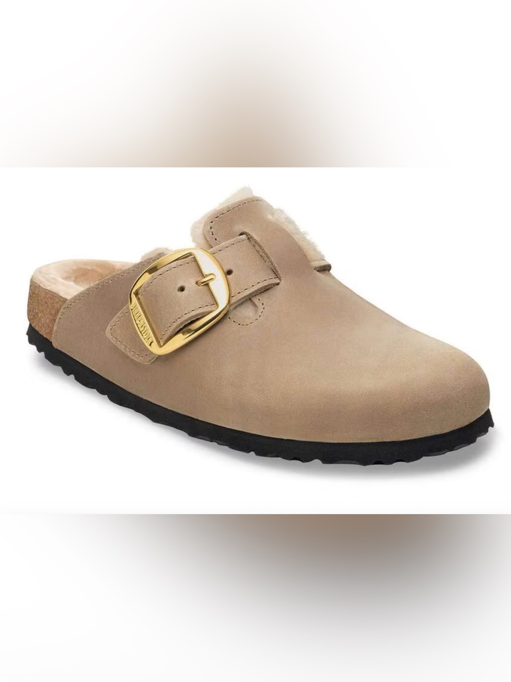 Birkenstock Boston Suede Clog with Gold Big Buckle - 38/7.5